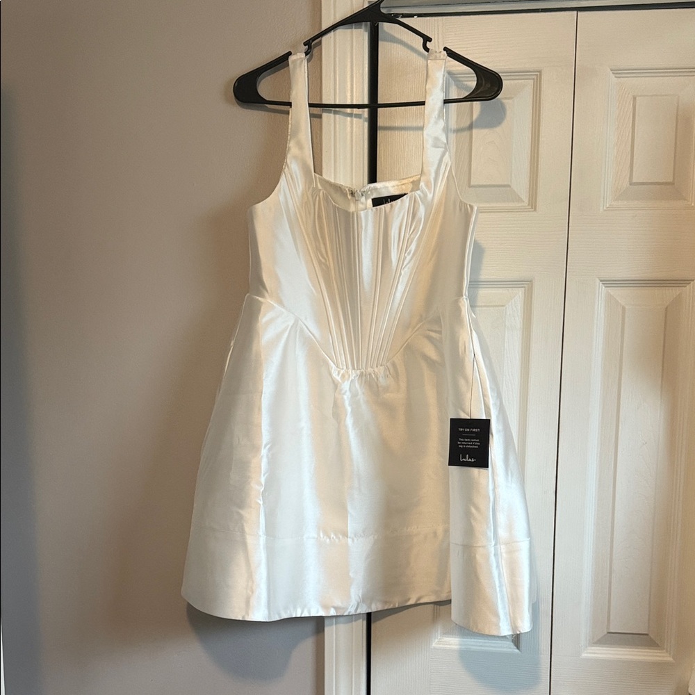 Lulu's Chic White Satin Bridal Dress